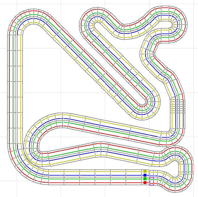 Bahnlayout.jpg: Das Layout der Bahn mit SlotMan gezeichnet